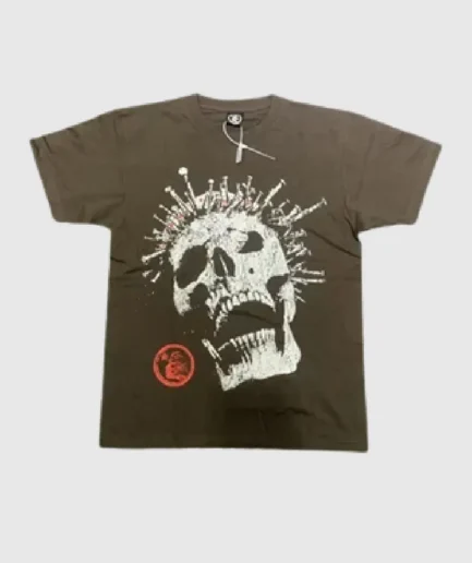 Hellstar Studios Skull T Shirt Brown